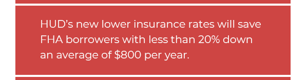 FHA Borrowers will save an average of $800 per year